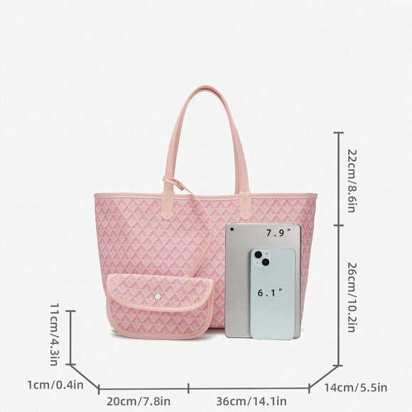 Pink Elegant Women's One Shoulder Casual Handbag/Tote - Picture 6 of 6